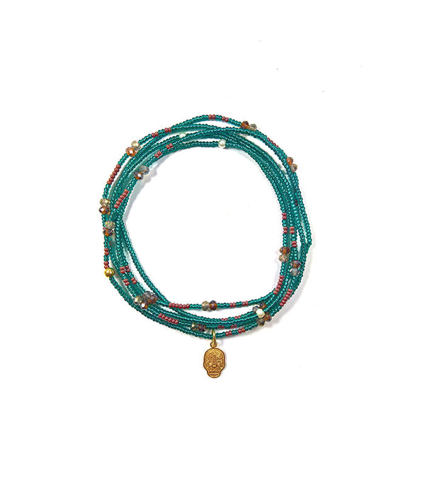 DIJE KRÁNIO ROYAL 10K Y CHAQUIRA KRÁNIO COMBINATIONS CHOKER & PULSERA VERDE