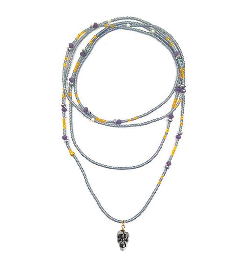 DIJE KRANIO FULL GLOW GRIS 10K Y CHAQUIRA KRÁNIO COMBINATIONS CHOKER & PULSERA PLATA