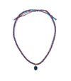 DIJE KRANIO GLOW AZUL 10K CON HILO ARTESANAL KRÁNIO COMBINATIONS CHOKER & PULSERA ROJO & AZUL