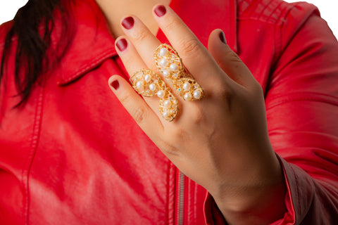 ANILLO ALAMBRE MARIPOSA CON PERLAS