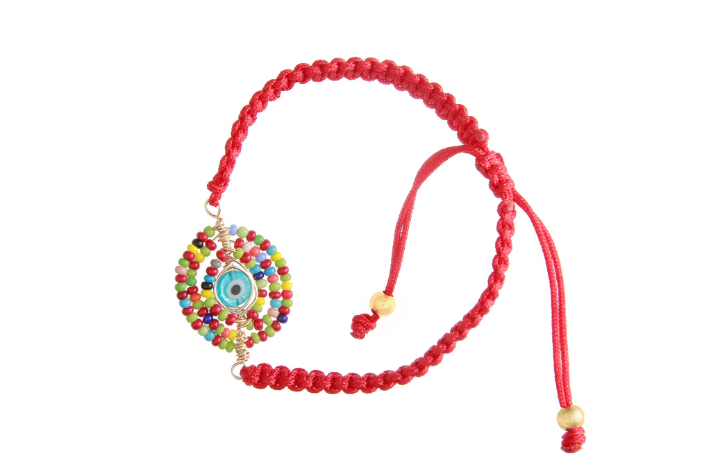 PULSERA TEJIDA OJITO COLORES CHAQUIRA