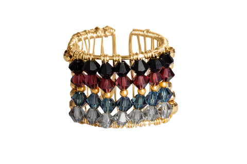 BRAZALETE CON ANILLO CON CRISTAL MULTICOLOR