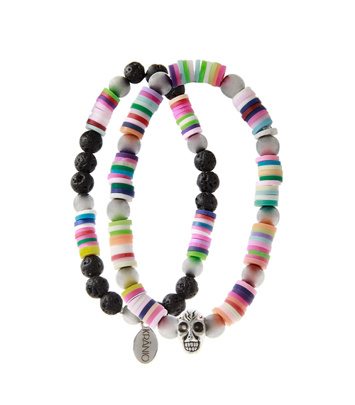 PULSERA DOBLE COLORES CON PIEDRA VOLCAN